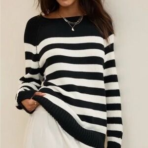 Aerie Black and White Striped Sweater